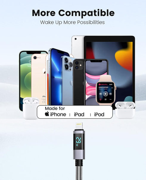 ORICO USB-C to Lightning Cable, 29W PD Syncing Cord LED Display Fast Charging, High Speed Data Transfer Cord Compatible with iPhone 13 12 11 Pro M...