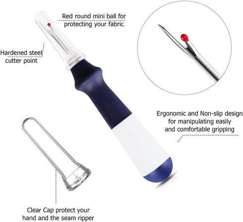 GDMINLO 3 Pieces Ergonomic Grip Seam Ripper, Colorful Large Thread Remover for Sewing Crafting Removing Embroidery Hems and Seams...