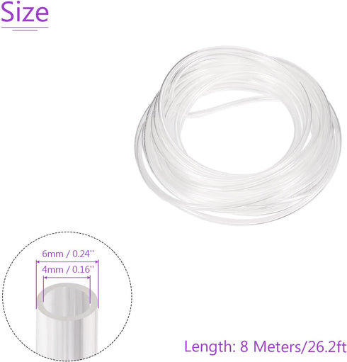 DMiotech 4mmx6mm Pneumatic Tubing, 8 Meters/26.2ft Air Compressor PU Line Hose Tube for Water Fluid Transfer, Transparent...