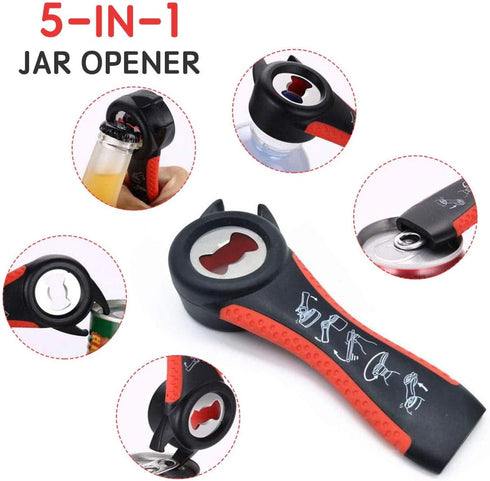 Jar Bottle Opener Non Slip Jar Gripper - Pad Rubber Jar Can Lid Opener,5 in 1 Multi Function Non-Slip Opener for Weak,Senior, Arthritis Hands (3-p...