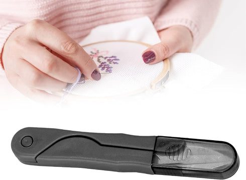 Sewing Scissors, Mini Thread Cutter U Shaped Wavy Teeth Comfortable Grip, Lightweight Portable Stainless Steel Thread Snip With Lid For Sewing Emb...