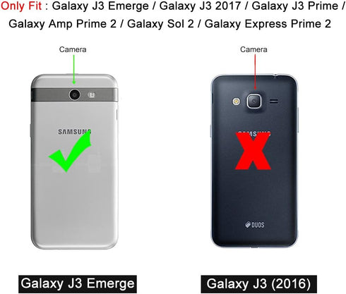 J&D Case Compatible for Samsung Galaxy J3 Emerge, 2017, Prime, Heavy Duty Dual Layer Hybrid Shock Proof Protective Rugged Bumper, Black...
