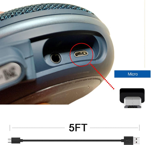 Replacement Micro USB Charger Cord for JBL Clip 3, 2, JBL Flip 4, 3, 2, JBL Charge 3, 2, 2 Plus Waterproof Portable Bluetooth Speaker Charging Cor...