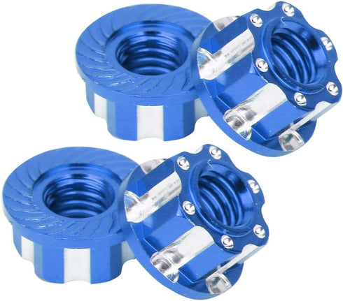 VGEBY 4pcs RC Hex Nuts, M4 Carving Hexagonal Nuts Aluminum Alloy Wheel Hex Nuts Fit for D3 D4 1/10 RC Car(Dark Blue) D4 Parts Terminal Removal Too...