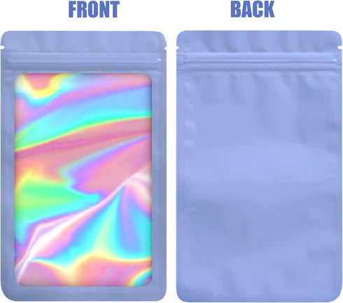 100-pack 2×2 inch mylar bags with clear window holographic resealable sealable packaging zip bag for small bussiness jewelry candy sample food pac...