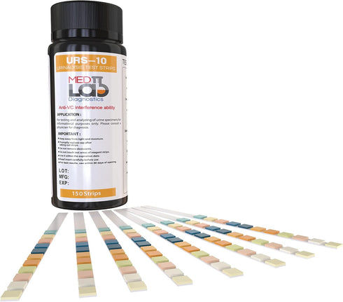 10 Parameter Urine Test Strips for Urinalysis(150 Cnt) in Sealed Pouches. Tests for Ketosis, pH, Protein, UTI, Kidney and Liver Function...
