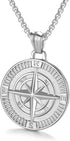 Men's Compass Pendant Necklace Stainless Steel Navigator Forged for Male Jewelry...
