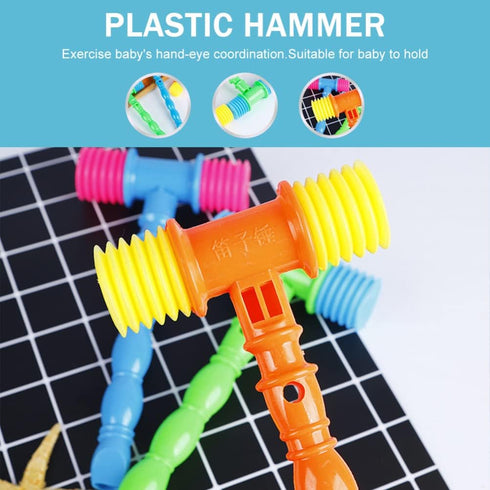 NUOBESTY 8pcs Hammer Pounding Toys, Plastic Squeaky Hammer Toy Musical Pounding Toy Beating Gavel Mallet Toys Educational Toys Random Color...