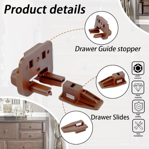 10PCS Drawer Slides Repair kits Fit for Center Mount Drawer Slides,Plastic Drawer Guides for Rite-Trak I Drawer Guide Glide & Stop Commercial Styl...