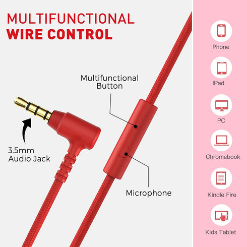 rockpapa 950 Wired Headphones for Kids Girls Boys for School Classroom with Microphone, On-Ear Foldable Corded Headphones with Jack 3.5mm for Lapt...