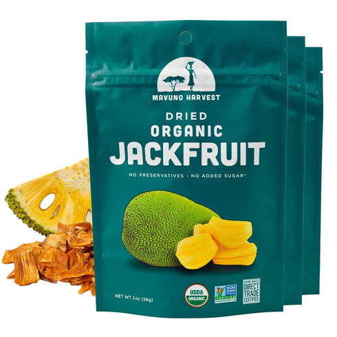 Mavuno Harvest Jackfruit Dried Fruit Snacks | Unsweetened Organic Dried Jackfruit Chips | Gluten Free Healthy Snacks for Kids and Adults | Vegan, ...