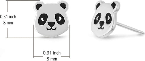 Boma Jewelry Sterling Silver Panda Bear Stud Earrings...