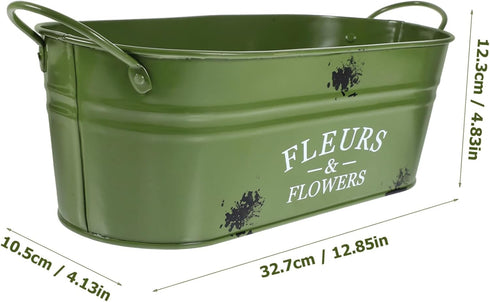 Vintage Flowerpot Plant Container Bucket Metal Pail Flower Pot Raised Garden Boxes Farmhouse Plant Buckets Garden Planter Container Metal Flower B...