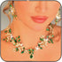 Aukmla Green Crystal Bridal Jewelry Set Gold Rhinestones Wedding Necklaces Earrings Sets Pearl Prom Costume Jewelry for Women and Brides...