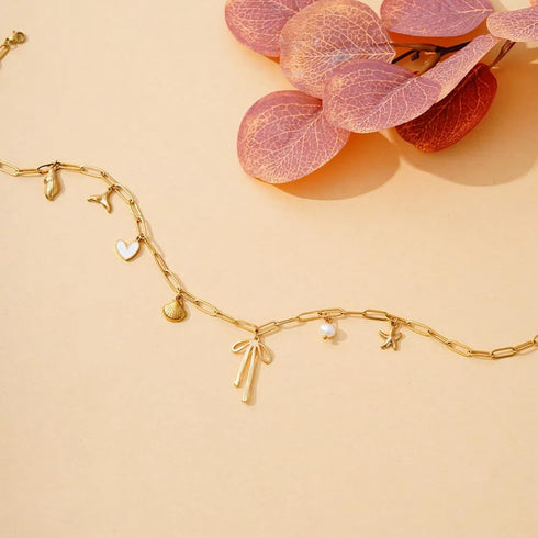 Charm Necklace for Women Shell Necklace 14K Gold Plated Starfish Pearl Heart Pendant Summer Beach Necklace Ocean Jewelry Gifts...