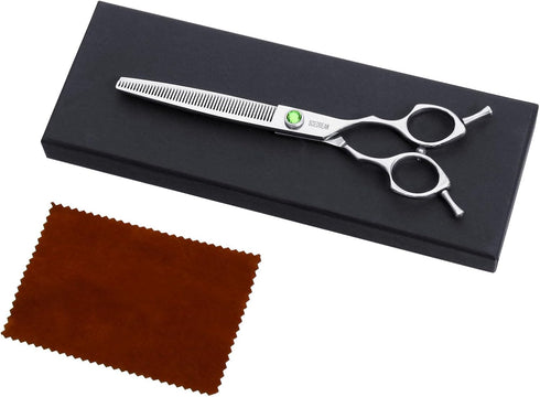 Dog Grooming Scissors 7.4" 50 Teeth Professional Thinning Scissors 440C Stainless Steel Pet Grooming Thinning Blending Shears with Offset Handle a...