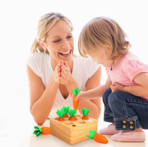Montessori Toys for 1 Year Old, Wooden Toys Developmental Shape Sorting & Matching Puzzle Carrots Harvest Game, Birthday Gifts for Toddlers Babies...