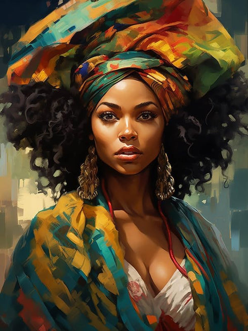 Diymood DIY 5D Diamond Art Painting African Woman Kit for Adults - Diamond Art African American | Full Drill Round Crafts | Crystal Embroidery Mos...