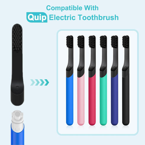 Toothbrush Replacement Heads for Quip, Adult Refill Electric Toothbrush Heads, Black, Pack of 4...