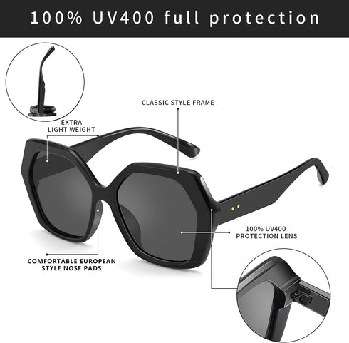 ZENOTTIC Retro Oversized Hexagonal Sunglasses for Women 100% UV400 Protection...