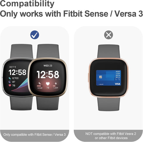 Tobfit Hard PC Case Built in Tempered Glass Screen Protector Cover for Fitbit Versa 3 Fitbit Sense, Durable Ultra-Thin Scratch Resistant Full Prot...