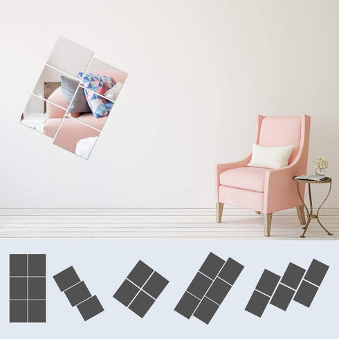 BBTO 20 Pcs Mirror Sheets, 8''x 10'' Self Adhesive Non Glass Cut to Size Mirror Stickers Tiles, Safe Unbreakable Plastic Small Frameless for Class...