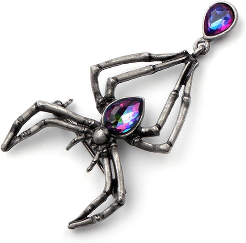 Creative Men Women Halloween Enamel Corsage Crystal Rhinestone Spider Shaped Brooch Pins (Black)...