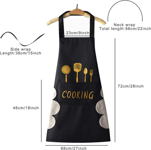 DILLMAN Women Kitchen Apron with Hand Wipe Pockets?Big Pocket,Hand-wiping, Waterproof for Cooking Baking...