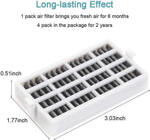 W10311524 4 Pack Air Filter Replacement for Whirlpool Refrigerator 2319308, W10335147, W10335147A, W10335147, W10315189, 1876318, AIR1, AP4538127,...