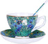 YBK Tech Bone China Cup and Saucer Set, 7oz Tea Cup - Design Inspired by Van Gogh's Paintings (Iris flower)...
