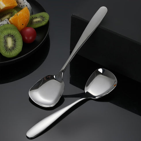 Square Head Spoons, Korean style Square Sugar Spoon,Thick Heavy Stainless Steel Soup Spoons Table Spoons Dinner Spoons Flat Square Spoon,7 Inch,Se...