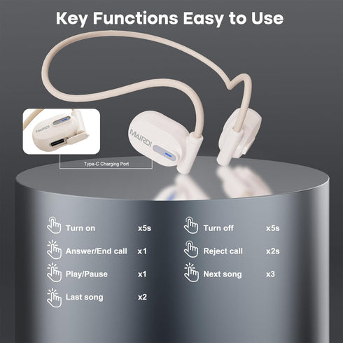 MAIRDI Open Ear Headphones Bluetooth 5.3 Air Conduction Wireless Headphone Sport Earbuds with Premium Sound, 8H Playtime, Mic Noise Reduction Earp...