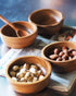 Set of 4 Small Round Acacia Wooden Bowls 3¾ Inch Diameter 1½" High With Spoons - Stackable Mixing Bowl Salad Soup Snack Dip Sauce Charcuterie Wood...