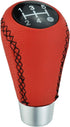 5 Speed Car Knob Shifter Handle, Leather MT Gear Stick Shift Fit Most Manual Transmissions, Red...