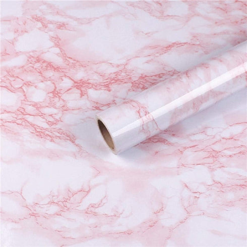 practicalWs 15.7in x 236.2in Self-Adhesive White/Pink Marble Removable Wallpaper Decor Decals Decoration Textured Panel Table Countertops Cabinets...