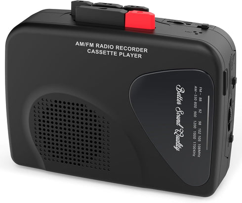 Walkman Cassette Players Recorders AM/FM Radio, Portable Tape Player Records to Tape Built in Speakers Manual Record - 2AA Battery Or DC 5V Supply...