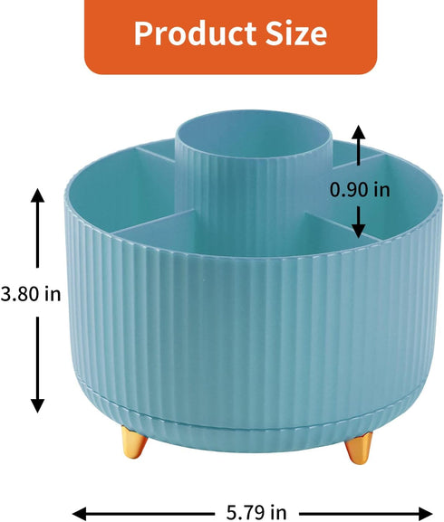 Desk Pencil Pen Holder, 5 Slots 360°Degree Rotating Pencil Pen Organizers for Desk, Desktop Storage Stationery Supplies Organizer, Cute Pencil Cup...
