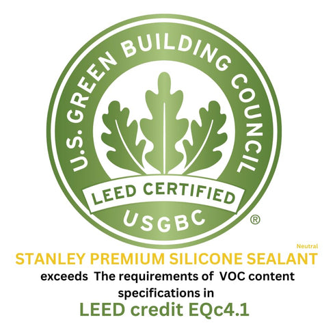 Stanley Premium Kitchen & Bathroom 100% Silicone Caulk - 1x 10.1 fl.oz. White- Low Odor, UV Protection, Waterproof Sealant and Adhesive for Kitche...