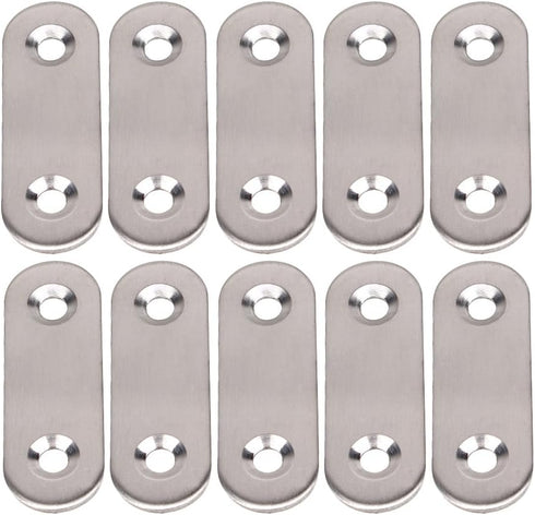 BQLZR Stainless Steel 2 Holes Flat Corner Brace Plate Connector 47x15.5x5mm Pack of 10...