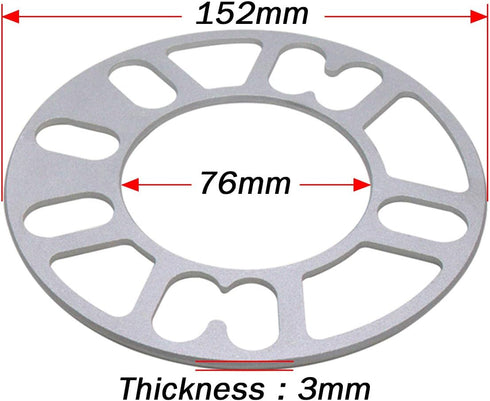 GAsupply Universal 3mm Wheel Spacers, 4 Pcs Universal Wheel Adapters for Most 4 & 5 Lug Wheels/Rims PCD 98mm-120mm...