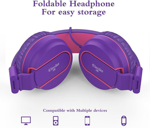 ELECDER i36 Kids Headphones Children Girls Boys Teens Foldable Adjustable On Ear Headphones 3.5mm Jack Compatible Cellphones Computer Kindle MP3/4...