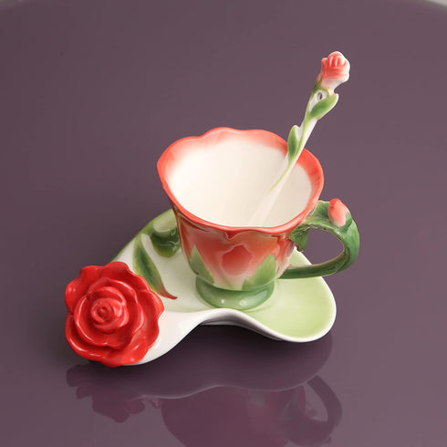 Beddinginn Pink Tea Cups and Saucers (Red)...