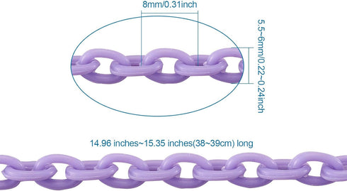 Pandahall 10 Strands Plastic Curb Chains 14.96"~15.35" Mixed Color Cable Chain Links for Glasses Lanyard Chains Jewelry Making...