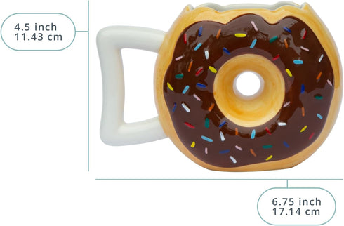 Ceramic Donut Mug - Delicious Chocolate Glaze Doughnut Mug with Sprinkles - Funny "MMM... Donuts!" Quote - Best Cup For Coffee, Tea, and More - La...