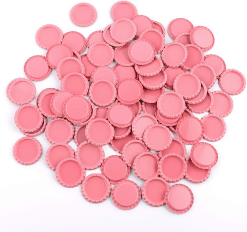 100 PCS Flat Decorative Bottle Cap Craft Bottle Stickers Double Sideds Printed for Hair Bows, DIY Pendants or Craft ScraPbooks Pink...