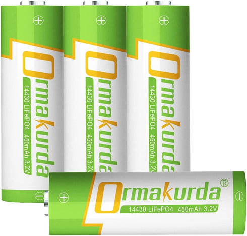 14430 Lifepo4 Solar Battery,14430 3.2v Rechargeable Batteries for Solar Lights, Tooth Brush, Shaver, Flashlight -4 Pack...