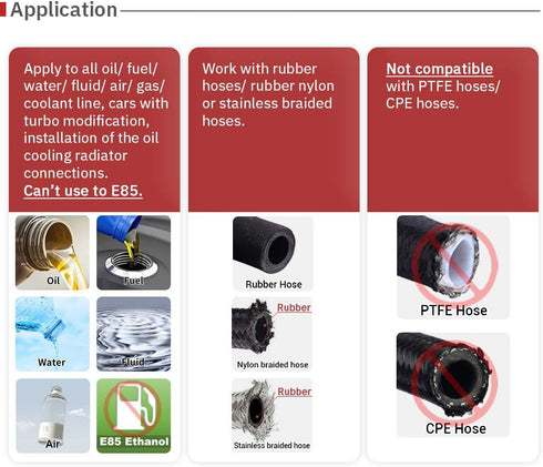 PTNHZ 8AN 90 Degree Female Swivel to Push Lock Barb Type Hose Fitting End For Rubber Fuel Line Oil Fuel Cooler Kits Reusable Hose Adaptor Anodized...
