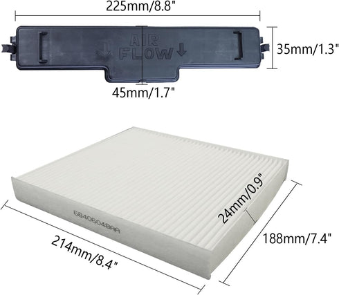 68406048AA Cabin Air Filter and Filter Access Door Compatible with Dodge Ram 1500 2500 3500 4500 5500 Cabin Air Filter Kit Replaces# 68318365AA, 5...