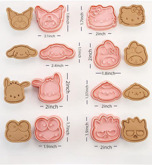 Cute KITTY Cat Cookie Cutter Set, 8 Pieces Cartoon Cookie Cutter With Embossed Pattern, 3D Cartoon Fun Cookie Cutter Set, DIY Baking Cake Fondant ...