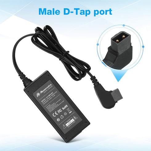Powerextra D-Tap Charger with D-Tap Cable for V Mount Battery V Lock Battery Gold Mount battery Compatible with Sony BP-U65 BP-U68 Sony HDW-800P P...